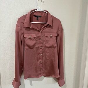 White House Black Market Mauve Button-Down Shirt